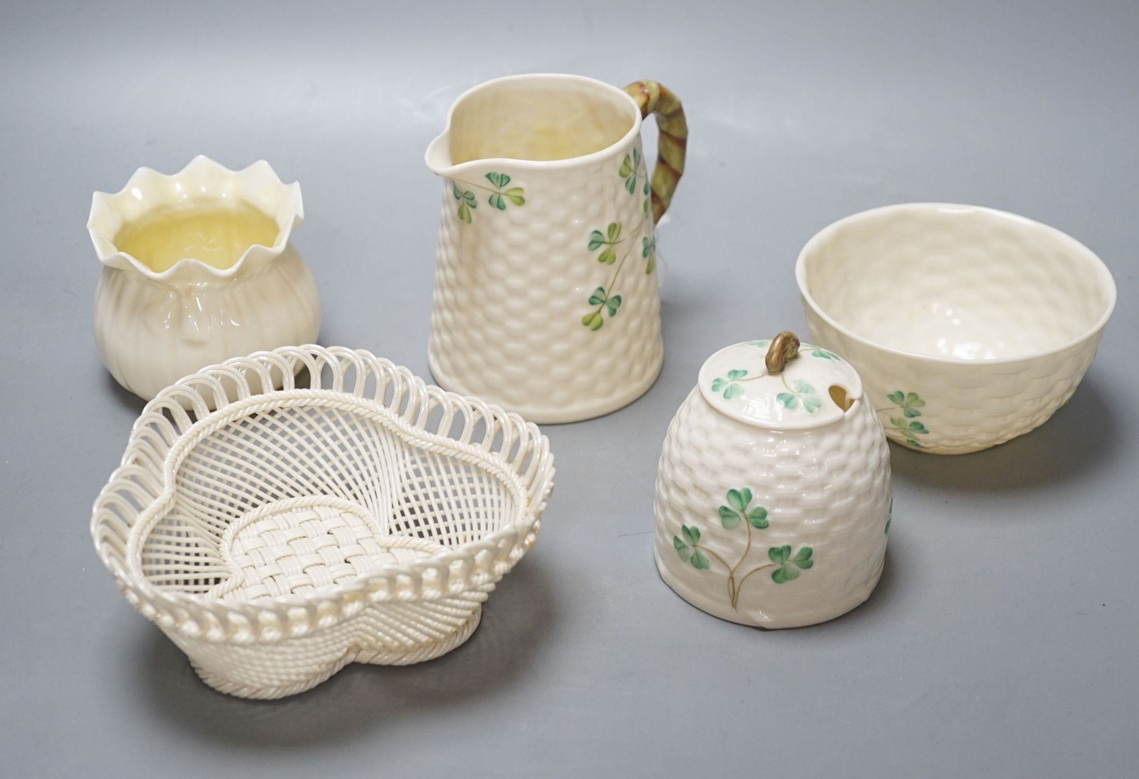 A group of five Belleek wares